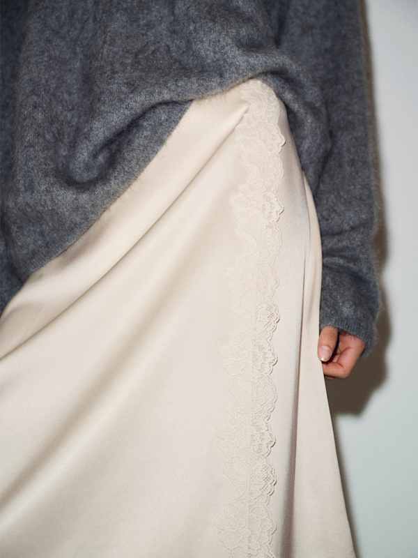 Ives Satin Skirt - Almond