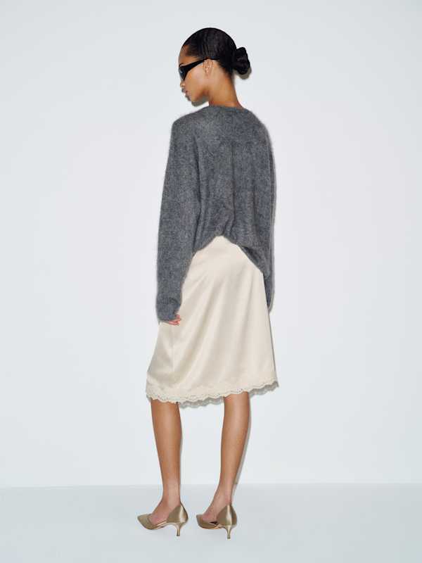 Ives Satin Skirt - Almond