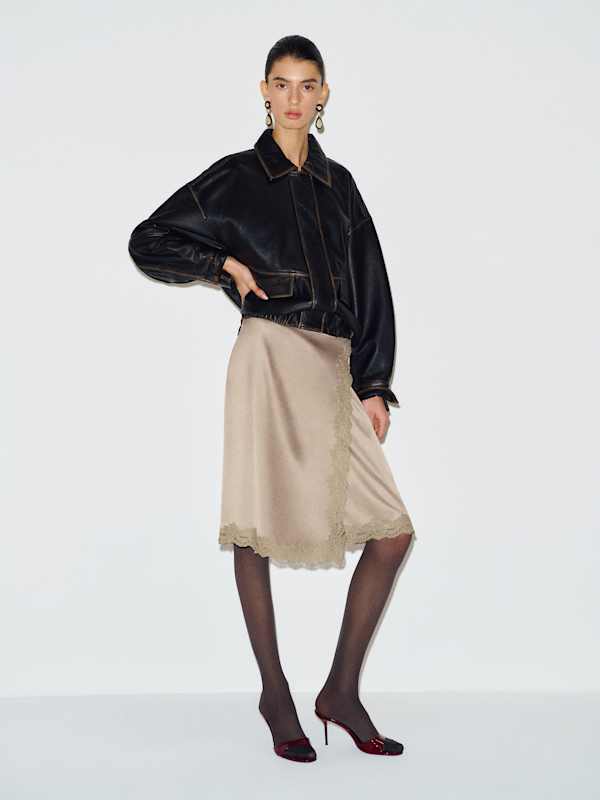 Ives Satin Skirt - Pavement