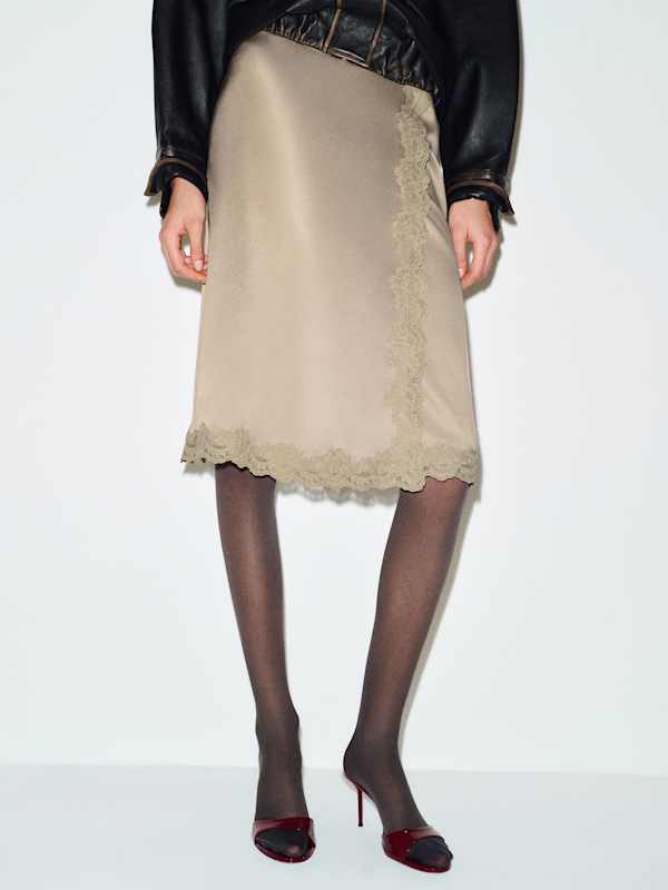 Ives Satin Skirt - Pavement