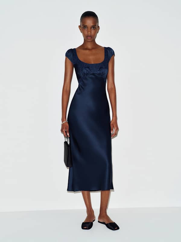 Heaven Silk Dress - Navy