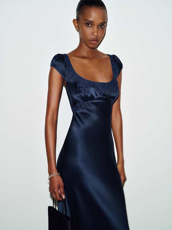 Heaven Silk Dress - Navy