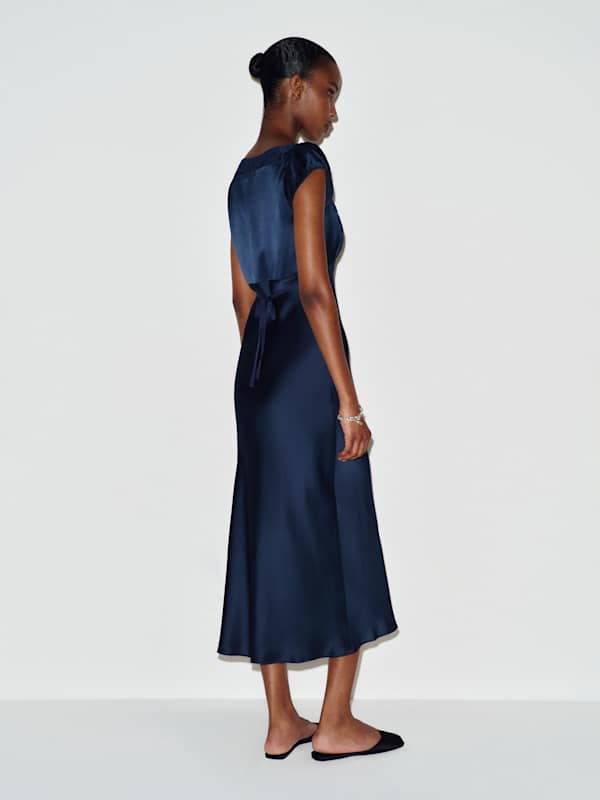 Heaven Silk Dress - Navy