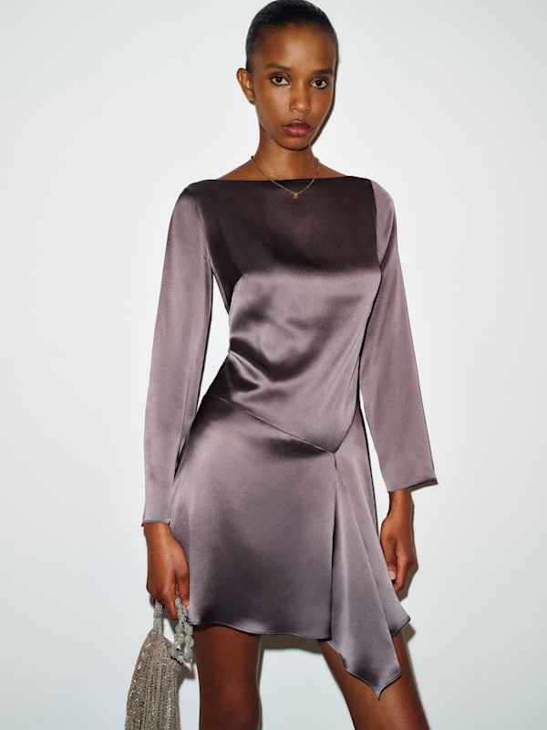 Kline Silk Dress - Smoky Quartz