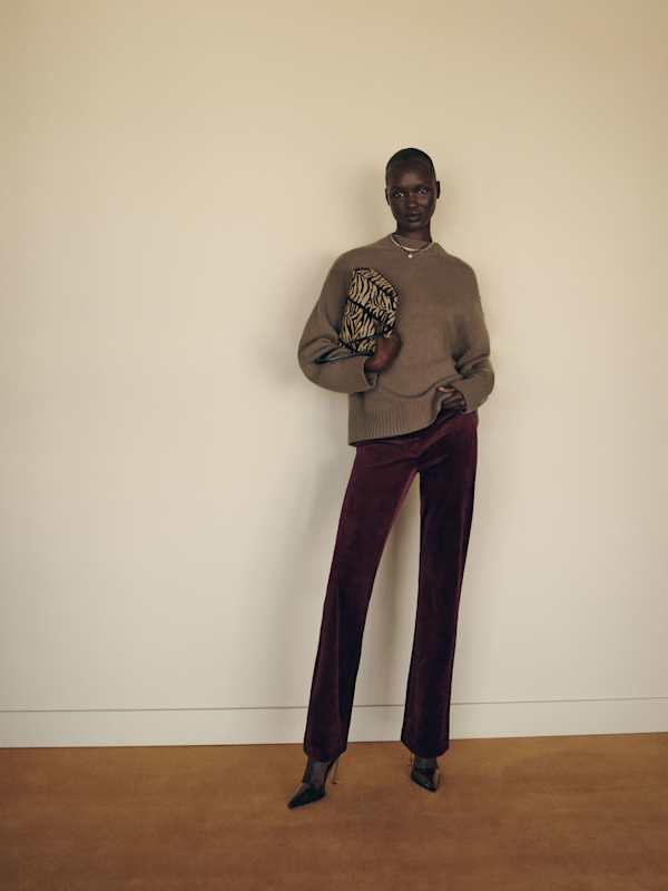 Oliver Low Rise Velvet Pant - Plum
