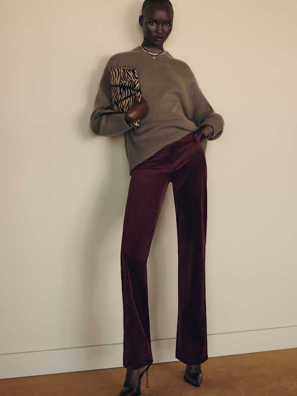Oliver Low Rise Velvet Pant - Plum