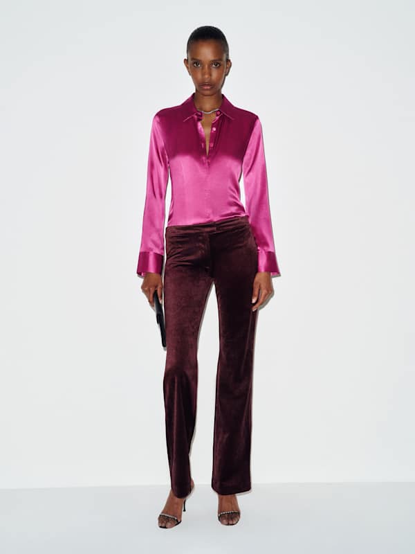 Oliver Low Rise Velvet Pant - Plum