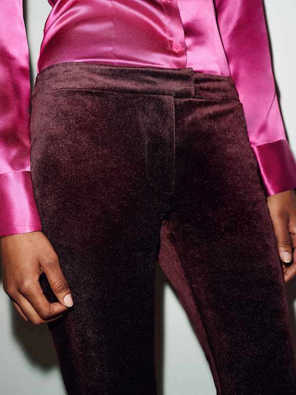 Oliver Low Rise Velvet Pant - Plum