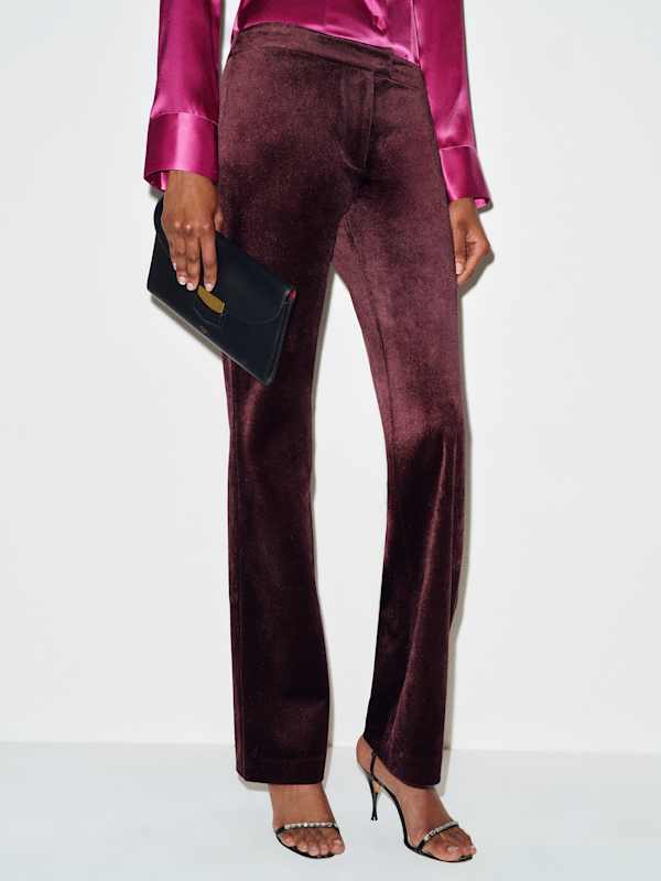 Oliver Low Rise Velvet Pant - Plum