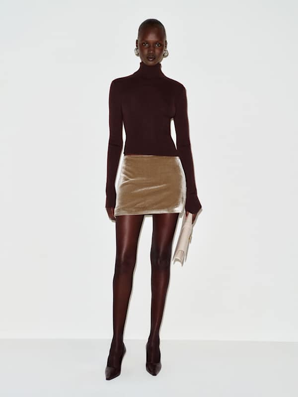 Carla Low Waist Velvet Skirt - Pavement