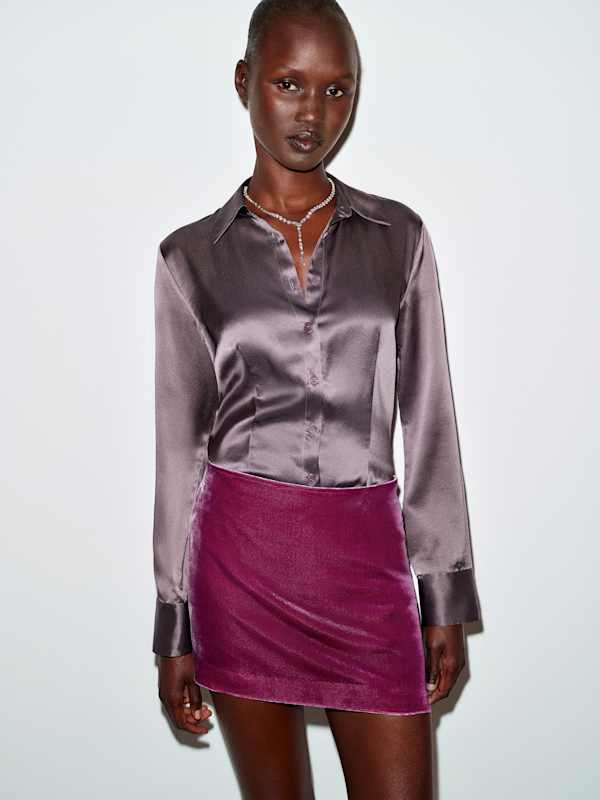 Carla Low Waist Velvet Skirt - S&eacute;ance