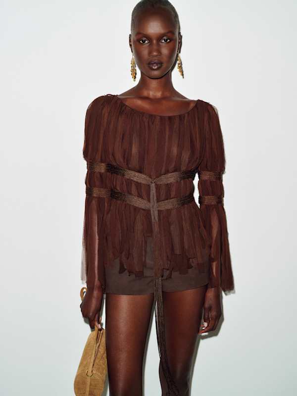 Vintage Max Mara Fringe Top - Brown