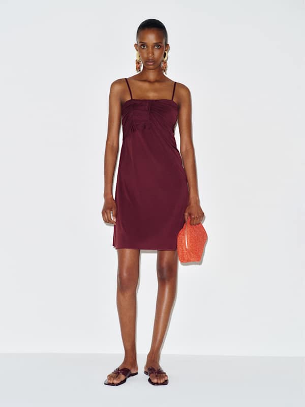 Vintage Jean Paul Gaultier Ruched Dress - Burgundy