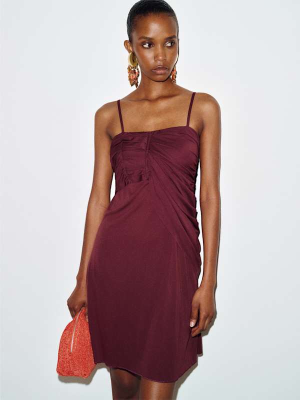 Vintage Jean Paul Gaultier Ruched Dress - Burgundy