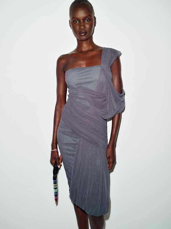 Vintage Fuzzi One Shoulder Dress - Blue
