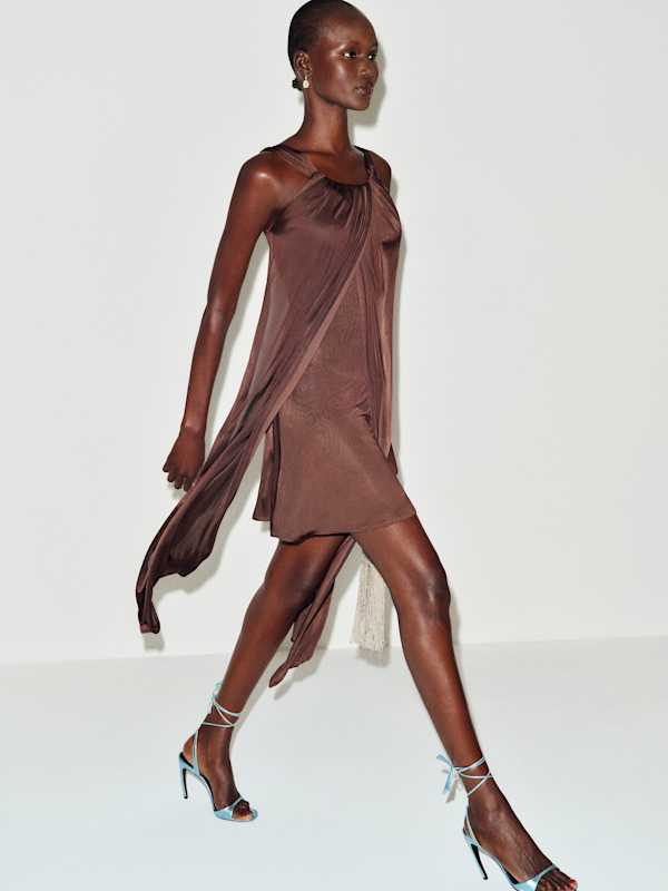 Vintage Valentino Draped Dress - Brown