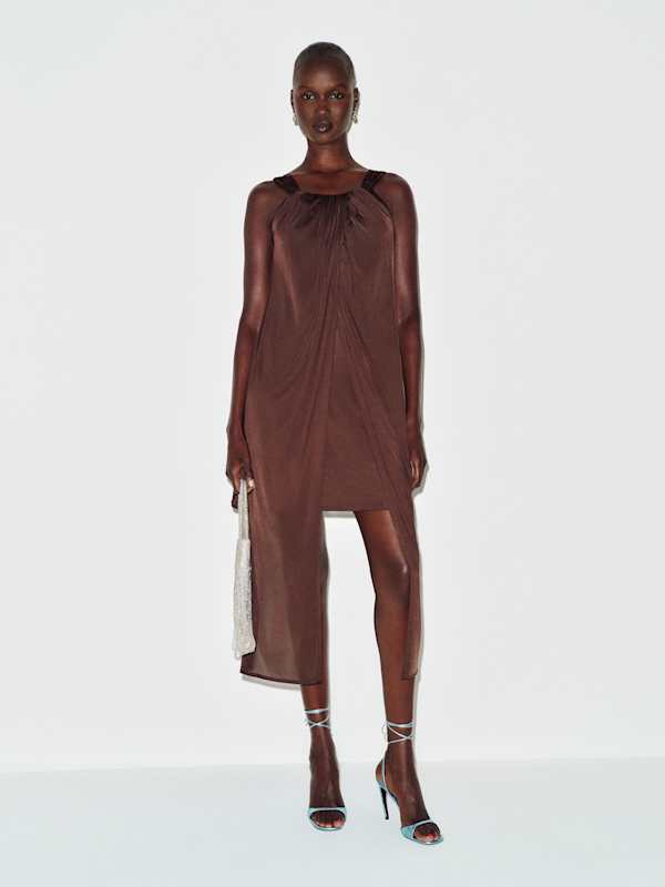 Vintage Valentino Draped Dress - Brown