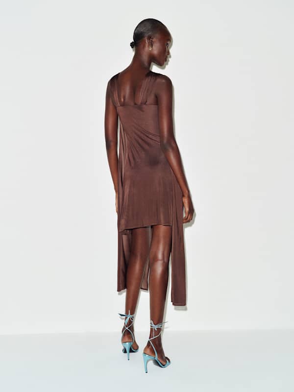 Vintage Valentino Draped Dress - Brown