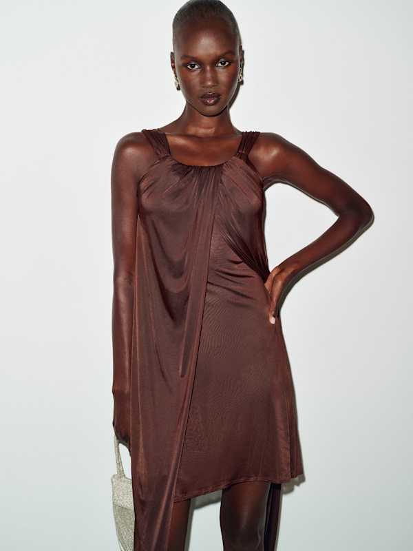 Vintage Valentino Draped Dress - Brown