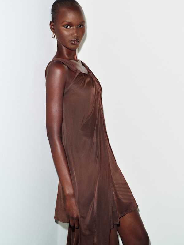 Vintage Valentino Draped Dress - Brown