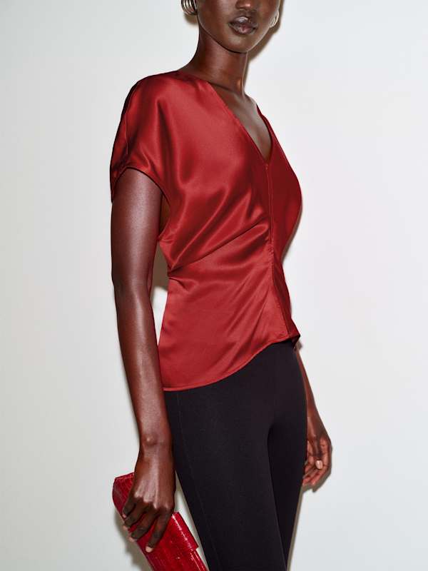Ginie Silk Top - Lipstick