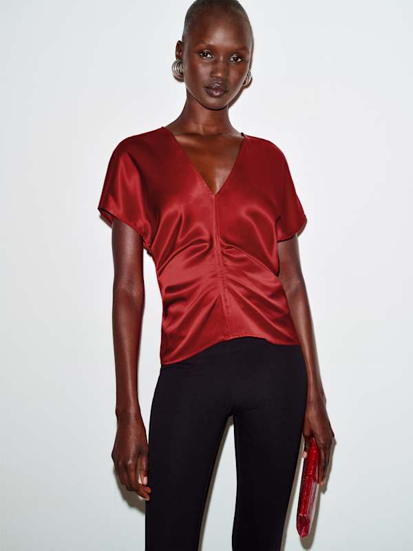 Ginie Silk Top - Lipstick