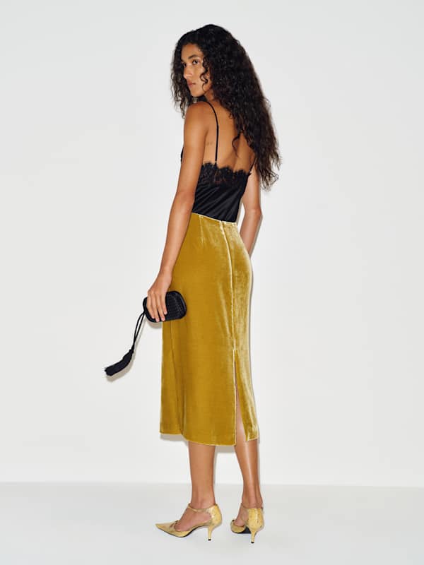 Helen Velvet Skirt - Citrine