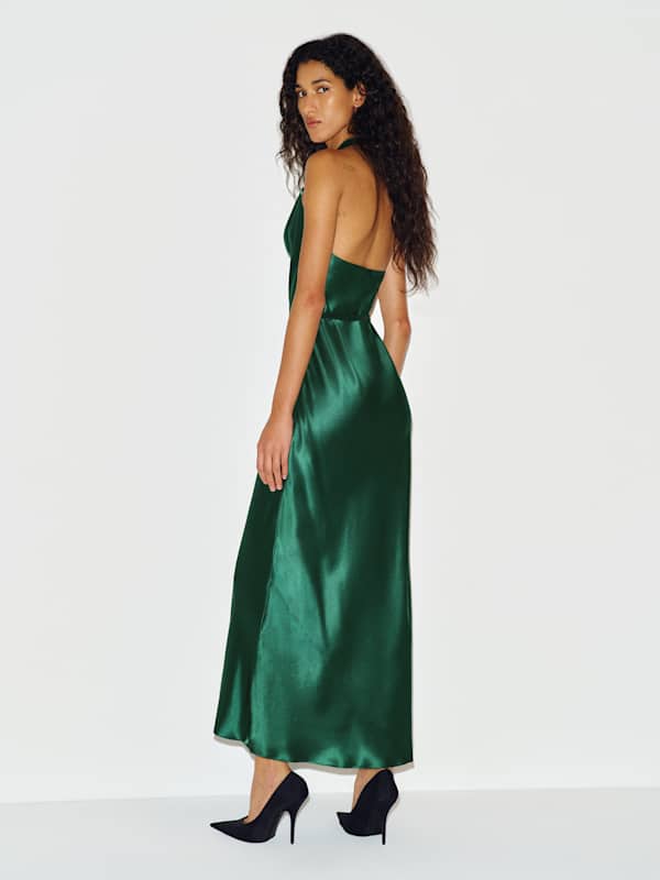 Gloribel Silk Dress - Evergreen