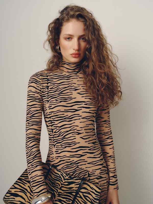 Laurence Knit Dress - Tan Tiger