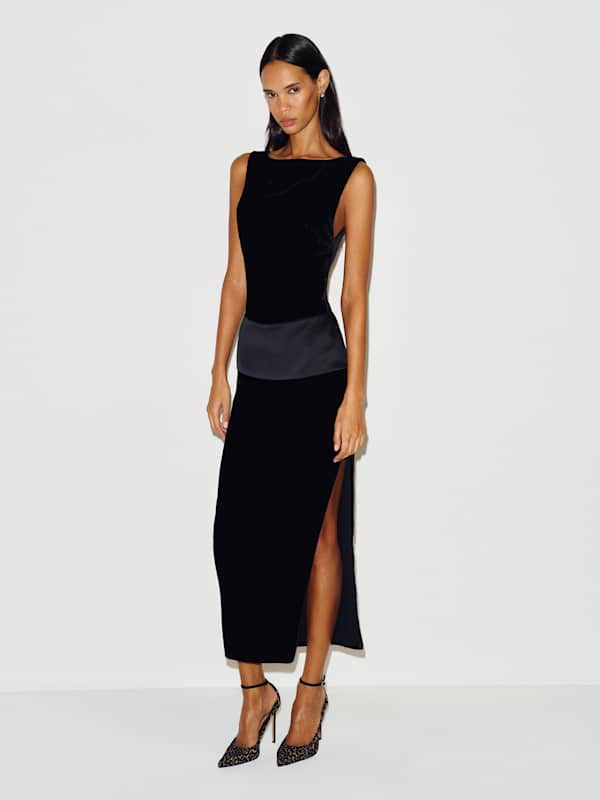 Zoah Velvet Dress - Black