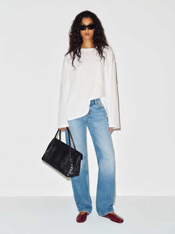 Wren Oversized Long Sleeve Tee - White