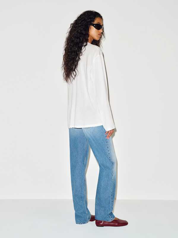 Wren Oversized Long Sleeve Tee - White