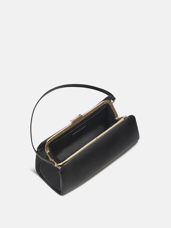 Lara Frame Bag - Black Leather