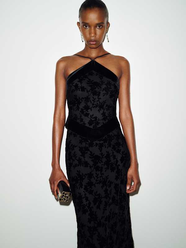 Jillian Dress - Black Velvet Burnout