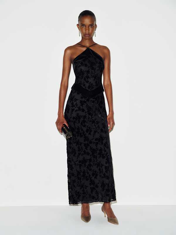 Jillian Dress - Black Velvet Burnout