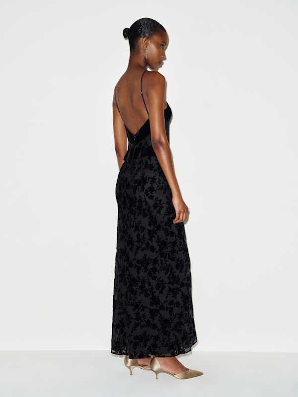 Jillian Dress - Black Velvet Burnout