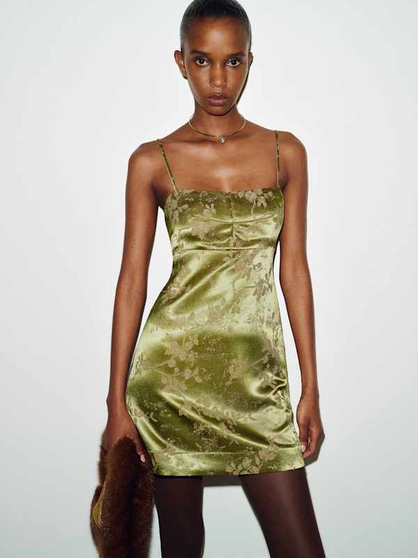 Demi Dress - Moss Jacquard