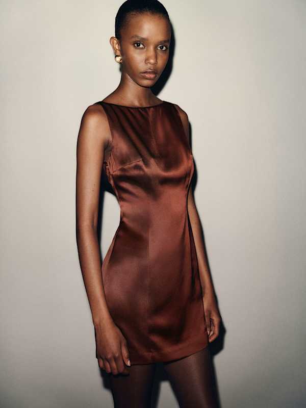 Jayna Silk Dress - Mahogany