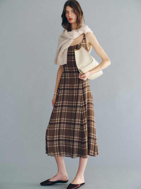 Dalani Dress - Mushroom Plaid