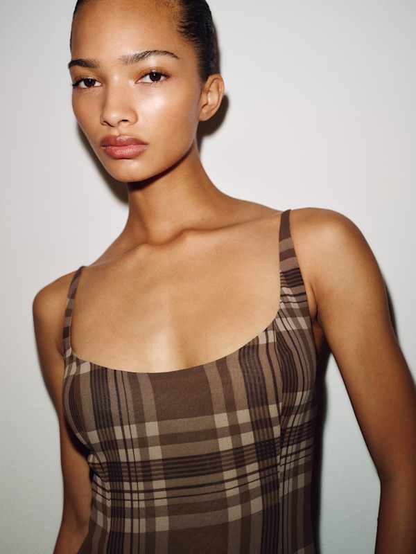 Dalani Dress - Mushroom Plaid
