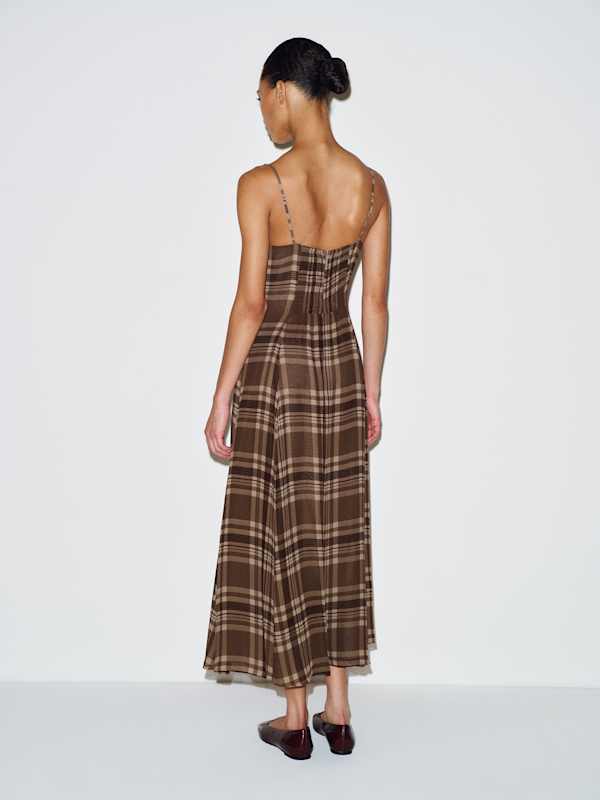 Dalani Dress - Mushroom Plaid