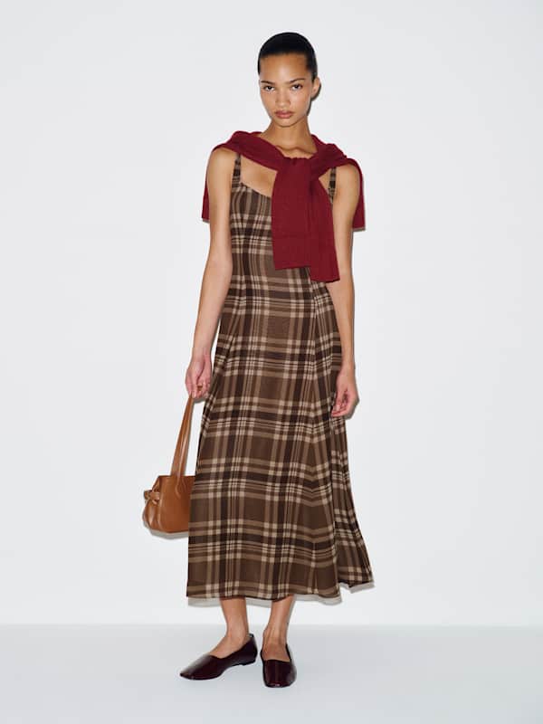 Dalani Dress - Mushroom Plaid