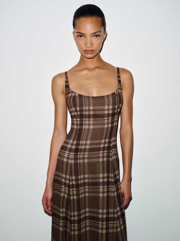 Dalani Dress - Mushroom Plaid