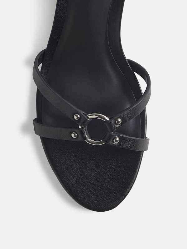 Bondage Kitten Mule - Black Leather