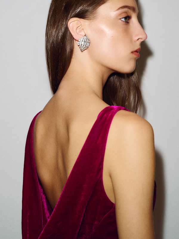 Jayna Velvet Dress - Red