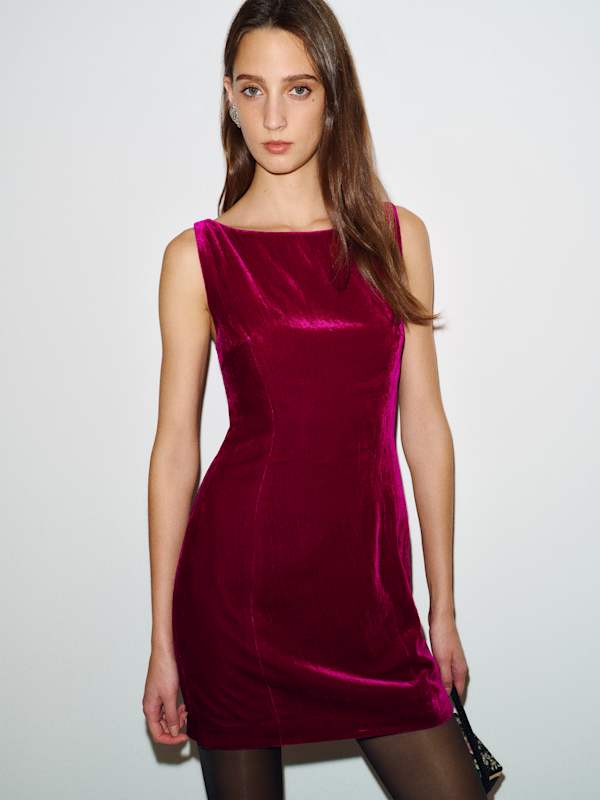 Jayna Velvet Dress - Red