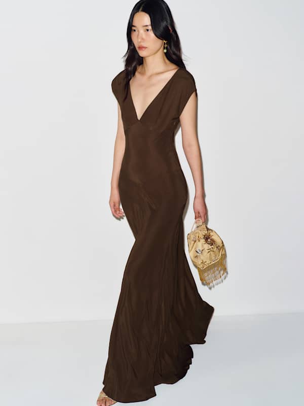 Jazzmyn Silk Dress - Pinecone