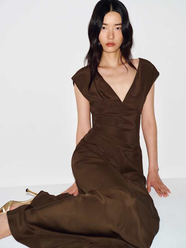 Jazzmyn Silk Dress - Pinecone