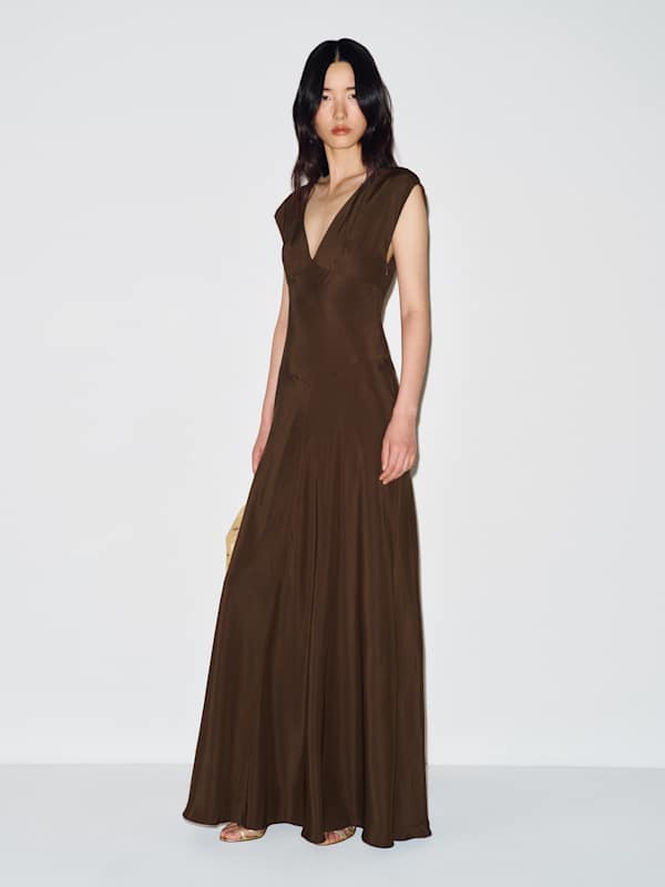 Jazzmyn Silk Dress - Pinecone