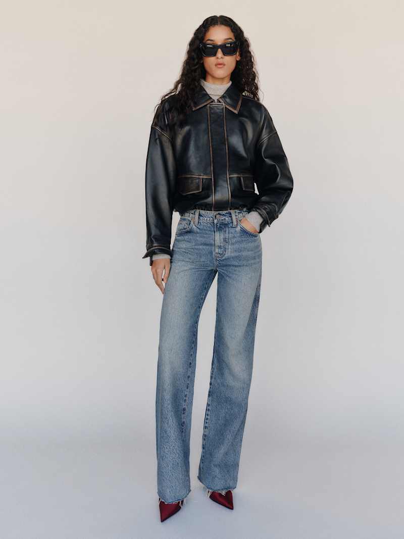 Val 90s Mid Rise Straight Jeans Reformation – jean droit taille mi-haute, coloris Colorado